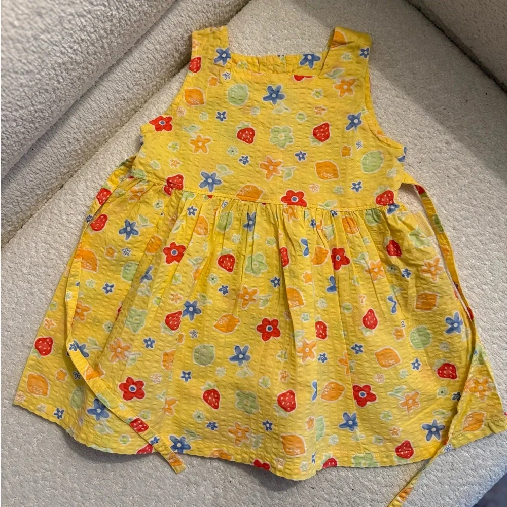 Vintage 90s Oshkosh Baby B’gosh Cotton Dress 24‎ MOS – Yellow Fruit Floral Print